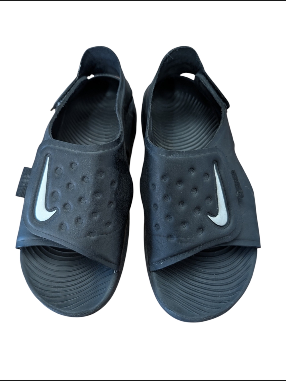 Nike Sunray Adjust 5 Kids Sandals Black White 1Y Water Shoes Size 1 AJ9076-001
